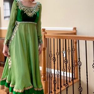 Green mehendi Indian Pakistani pant suit dress